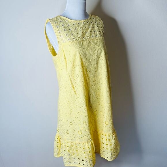 LOFT Yellow Eyelet Mini Shift Dress - Picture 3 of 6